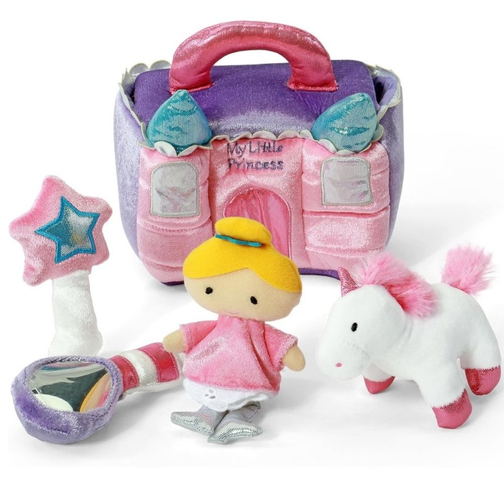 Baby GUND My Little Princess Castle Plush Princess Mirror Star Wand Unicorn Set.